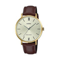 Casio Women’s Brown Leather Strap Analog Watch with Gold Case - LTP-VT01GL-9BUDF