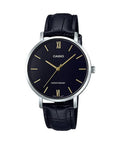 Casio Women's Black Leather Strap Black Dial Watch - Casio_LTP_VT01L_1BUDF