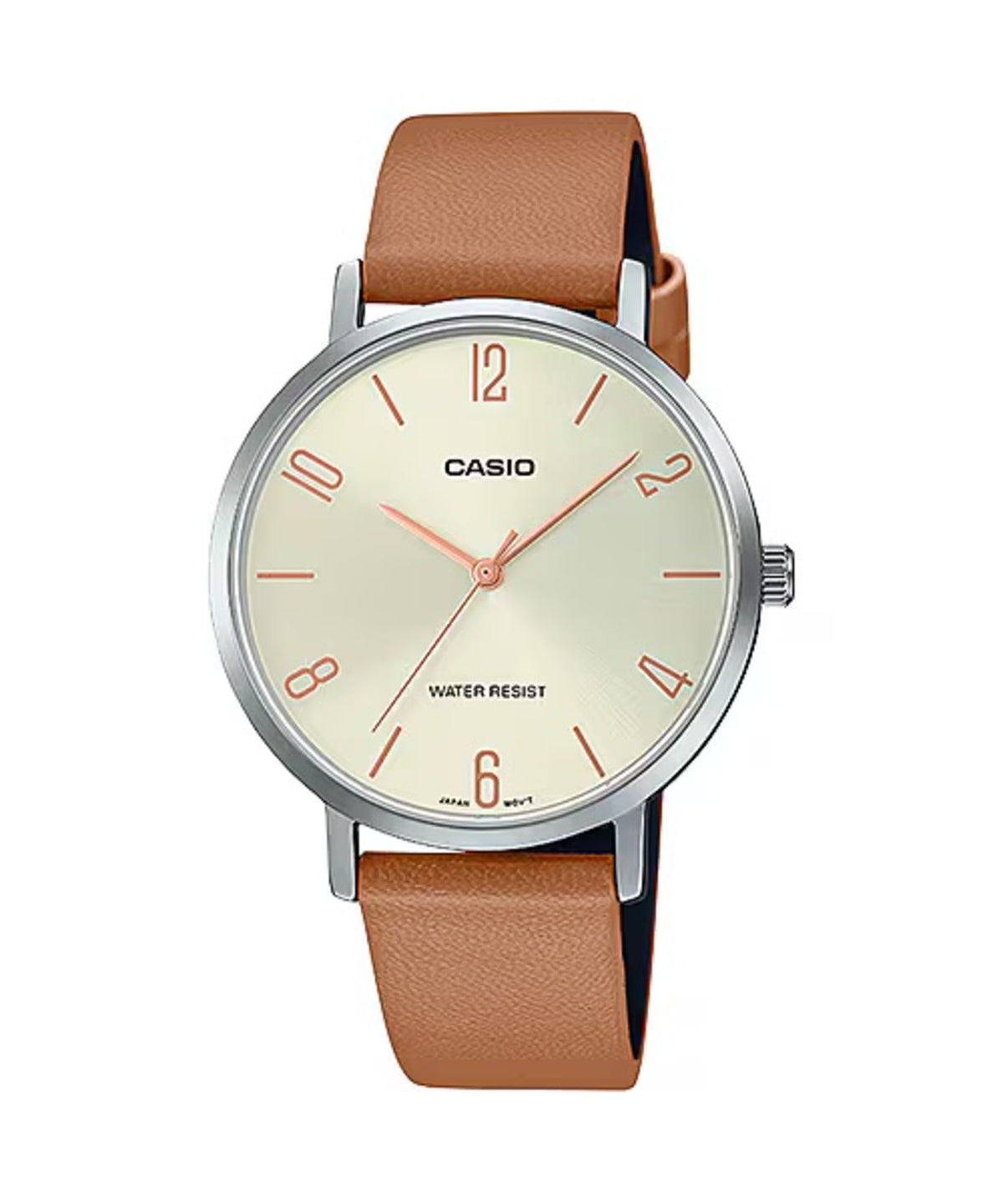 Casio Women's Beige Dial Brown Leather Strap Watch - Casio_LTP_VT01L_5BUDF
