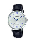 Casio Women's White Dial Black Leather Strap Watch - LTP-VT01L-7B1UDF