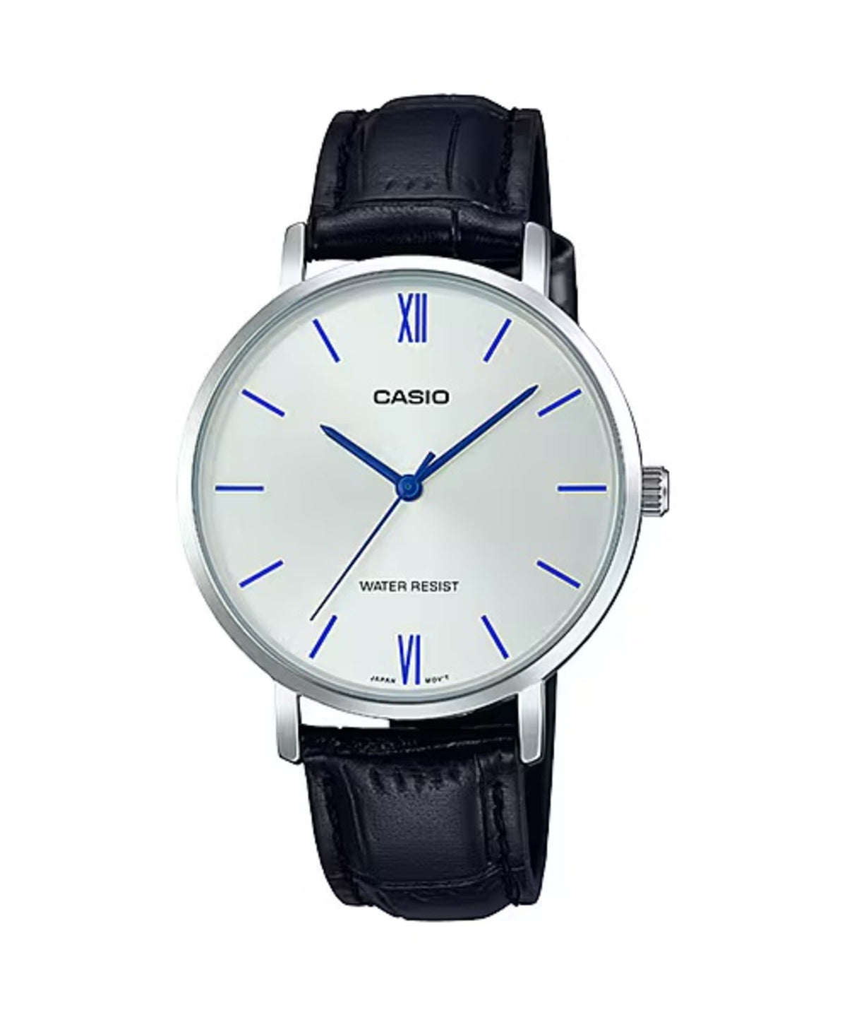 Casio Women's White Dial Black Leather Strap Watch - LTP-VT01L-7B1UDF