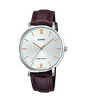 Casio Women's Silver Dial Brown Leather Strap Watch - LTP-VT01L-7B2UDF