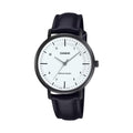 Casio Women's Black Leather Strap White-Dial Watch - LTP-VT03BL-7BDF
