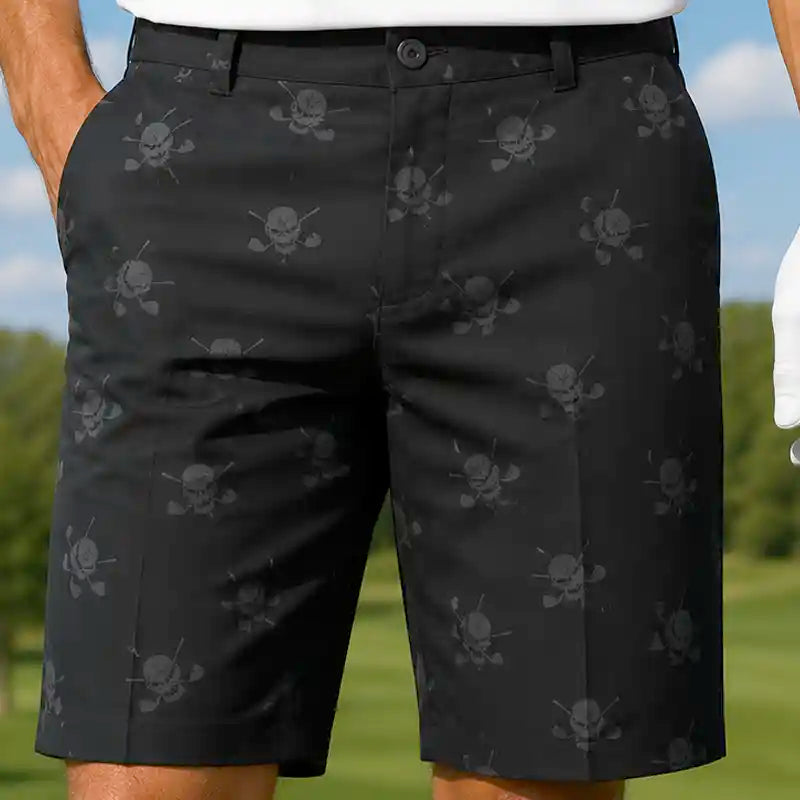 Dancing Skulls Cool-Stretch Men's Golf Shorts (Black/Charcoal
