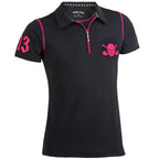 Ladies Lucky 13 Hybrid Zipper Cool-Stretch Golf Shirt (Black/Pink)