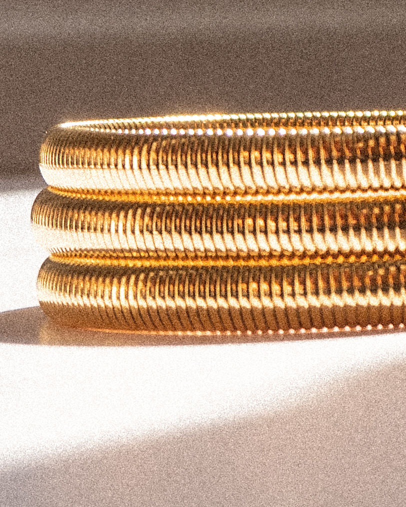 Mini Flex Snake Chain Bracelet- Set of 3 (7mm wide)- Gold (Ships Mid July)