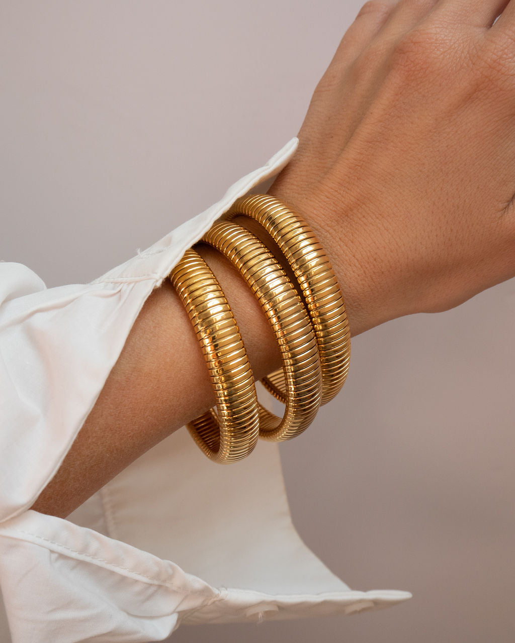 Flex Snake Chain Bracelet- Set of 3 (12mm wide)- Gold (Ships Mid July)