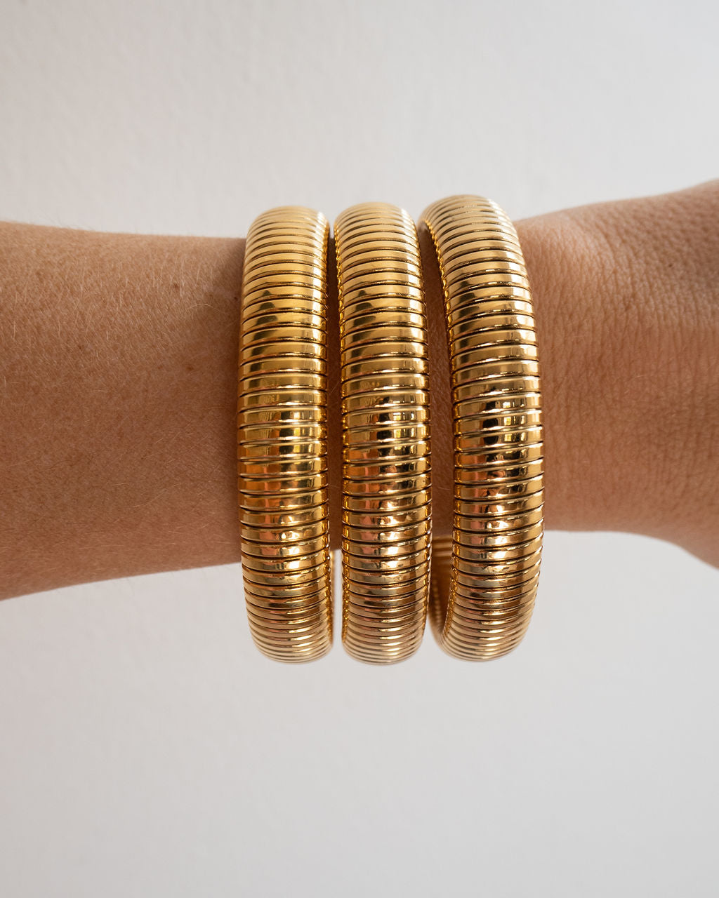Flex Snake Chain Bracelet- Set of 3 (12mm wide)- Gold (Ships Mid July)