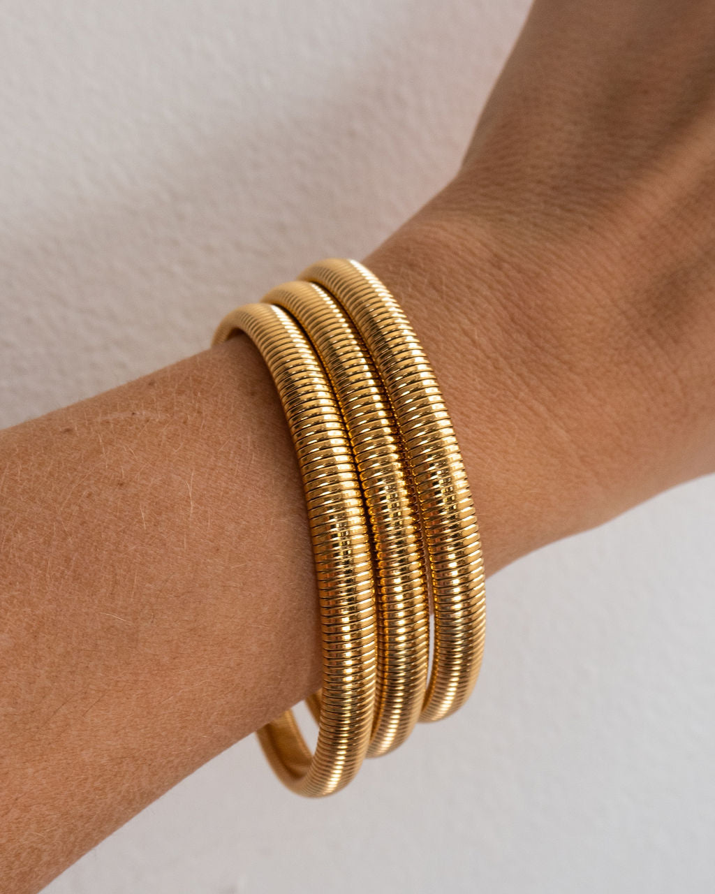 Mini Flex Snake Chain Bracelet- Set of 3 (7mm wide)- Gold (Ships Mid July)