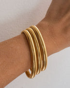 Mini Flex Snake Chain Bracelet- Set of 3 (7mm wide)- Gold (Ships Mid July)