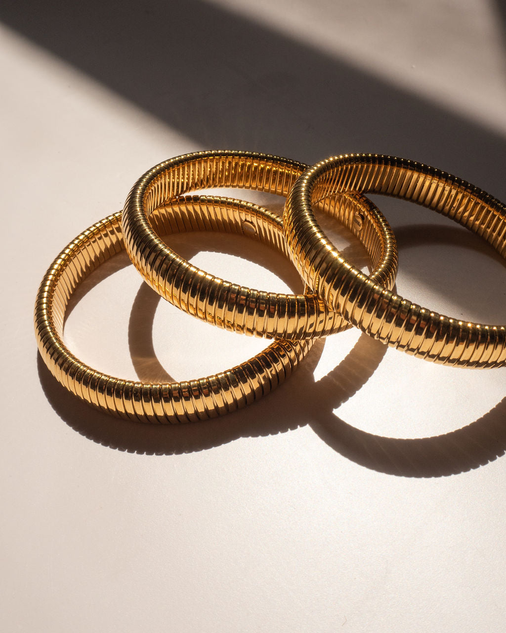 Flex Snake Chain Bracelet- Set of 3 (12mm wide)- Gold (Ships Mid July)