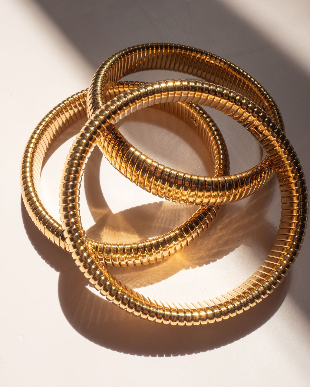 Flex Snake Chain Bracelet- Set of 3 (12mm wide)- Gold (Ships Mid July)