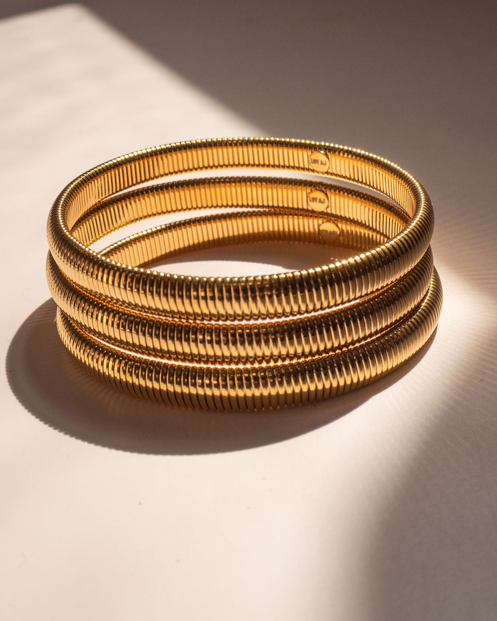 Mini Flex Snake Chain Bracelet- Set of 3 (7mm wide)- Gold (Ships Mid July)