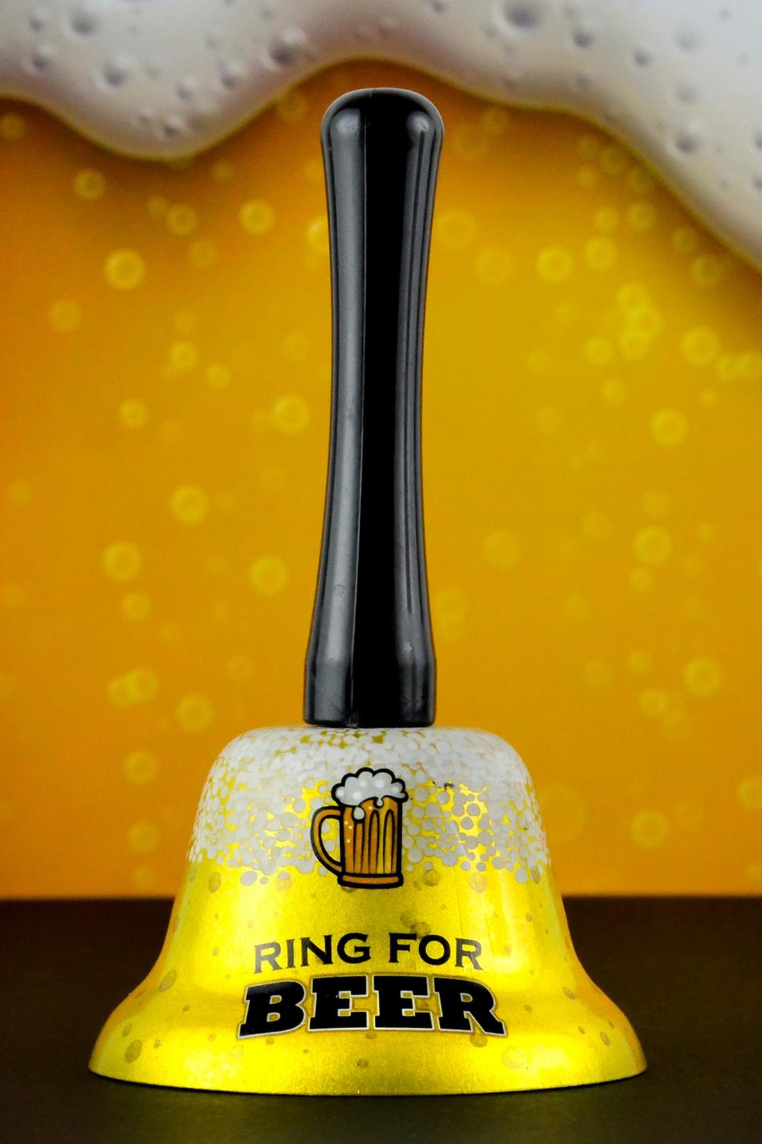 Golden "Ring for Beer" Hand Bell – Hilarious Bar & Pub Gag Gift! 🍻🔔