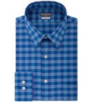 Van Heusen Men's Fit Flex Collar Check Dress Shirt Aqua Size 16-36-37