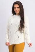 Freshman Juniors' Pointelle Chenille Sweater White Size Extra Small