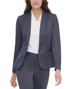 Tommy Hilfiger Women's Pinstripe Peak-Lapel Blazer Navy Size 14