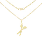 Cubic Zirconia Scissors Pendant 14K Gold Filled Necklace Set