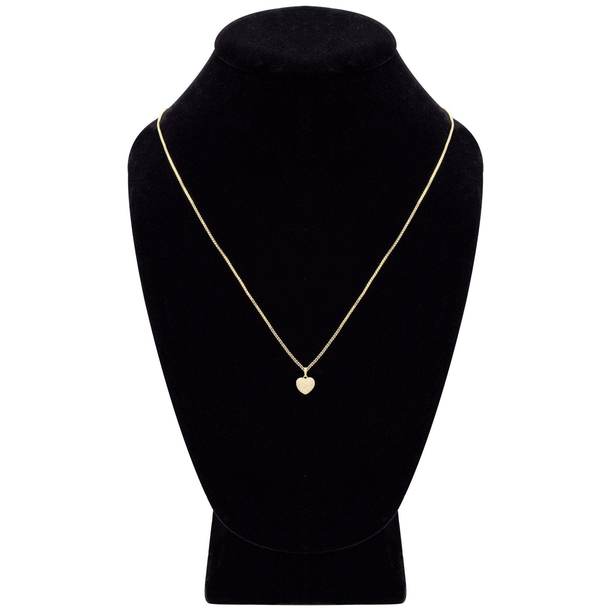 Cubic Zirconia 14K Gold Filled Voluminous Heart Pendant Necklace Set