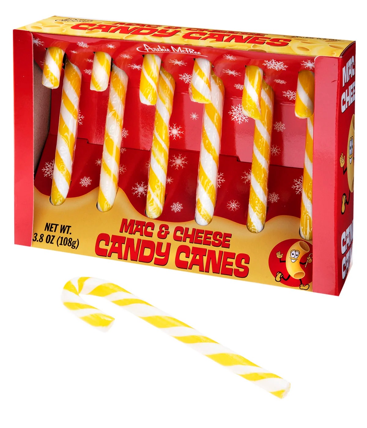 Mac & Cheese Flavored Candy Canes - Bizarre Christmas Gag Joke - Archie McPhee