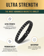 Ultra Strength Titanium Magnetic Therapy Anklet for Men (Black)