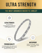 Ultra Strength Titanium Magnetic Therapy Anklet for Women (Silver)