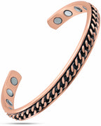 Curb Chain Inlay Copper Cuff Magnetic Therapy Bracelet for Men & Women