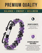 Magnetic Hematite & Amethyst Beaded Bracelet for Women