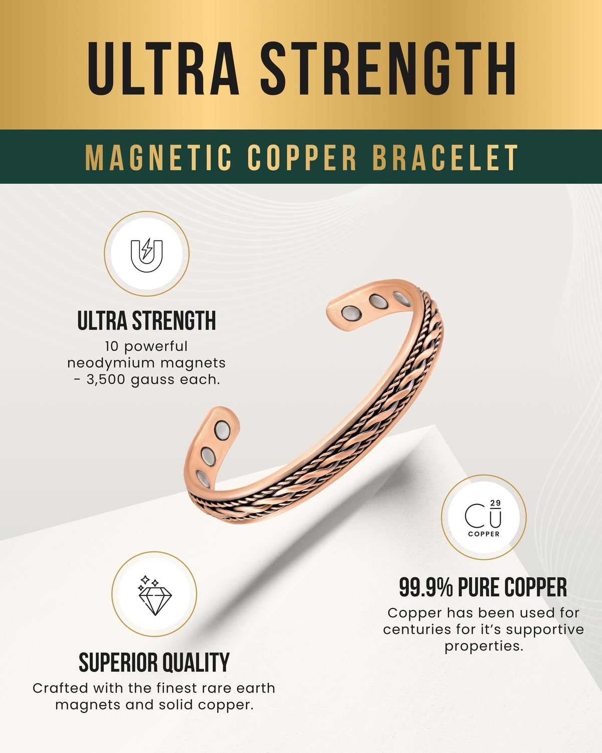 Women’s Inlay Copper Wire Magnetic Therapy Bracelet Bangle