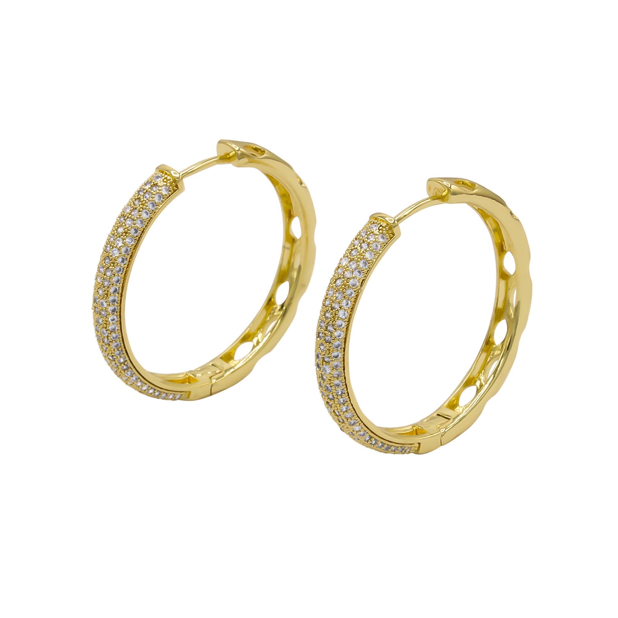 14K Gold-Plated Cubic Zirconia Huggie Hoop Earrings
