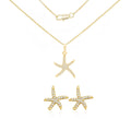 Cubic Zirconia Starfish Pendant 14K Gold Filled Box Necklace Stud Earrings Jewelry Set