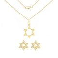 Cubic Zirconia Satr Of David Pendant 14K Gold Filled Box Necklace Stud Earrings Jewelry Set