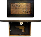 Hidden Gun Storage Safe Faith Over Fear Wall Decor Concealment Furniture