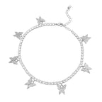 Butterfly Tennis Anklet 14K Gold And Silver Plated 3 mm Foot Bracelet 9" Chain Cubic Zirconia Stones Women Jewelry