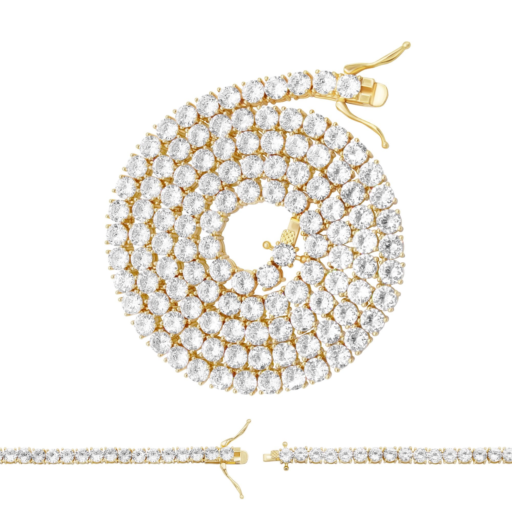 14K Gold Plated Tennis Chain Cubic Zirconia Necklace For Women 18" 20" 24"