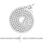 Silver Tennis Chain Cubic Zirconia Necklace For Women 18" 20" 24"