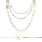 14K Gold Plated Tennis Chain Cubic Zirconia Necklace For Women 18" 20" 24"