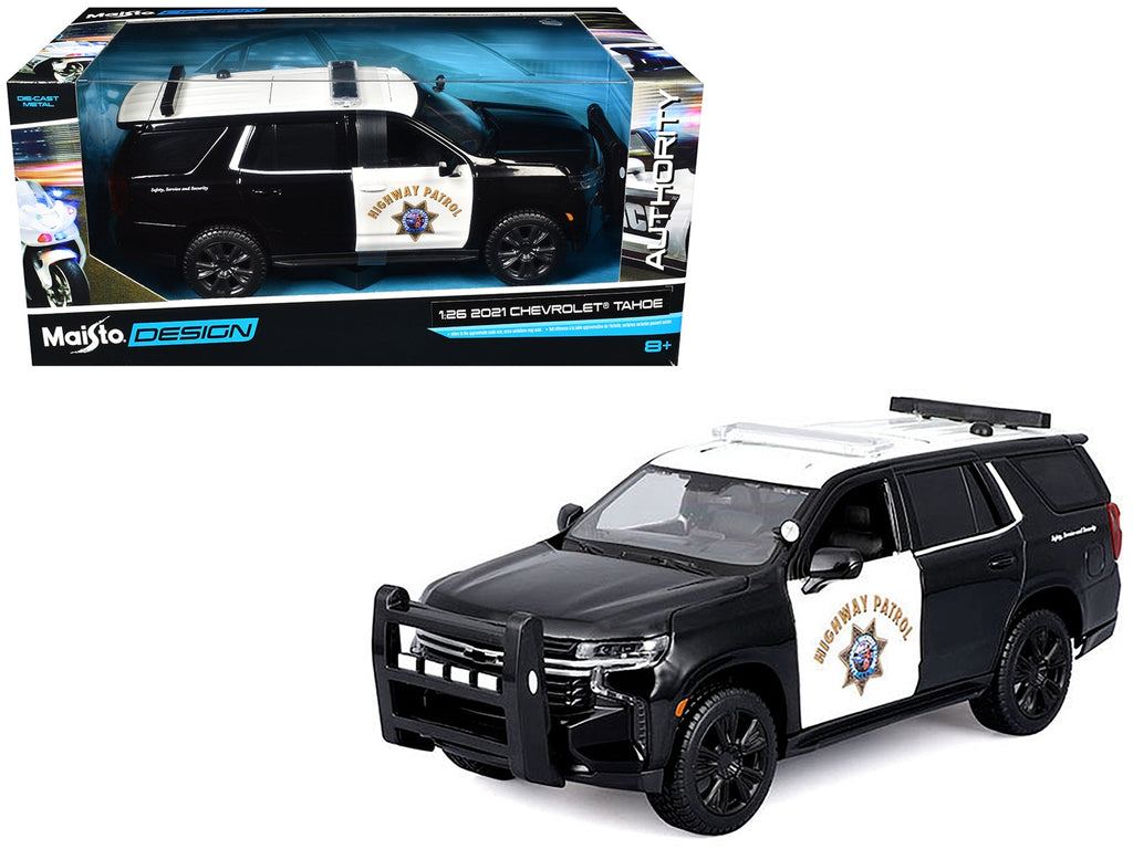 2021 Chevrolet Tahoe "California Highway Patrol" Black and White "Authority" "Maisto Design" Series 1/26 Diecast Model Car by Maisto