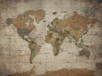 Personalized Beige Geometric World Map Canvas with Push Pins, Next Trip Planner Map, Study and Entryway Decor