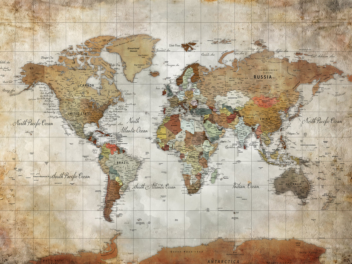 Custom Framed Modern Push Pin World Map Wall Art, Places Visited Tracker, Home Office and Entryway Decor