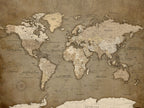 Custom Beige Modern Push Pin World Map Canvas Print, Family Travel Tracker, Dining Room and Home Office Decor
