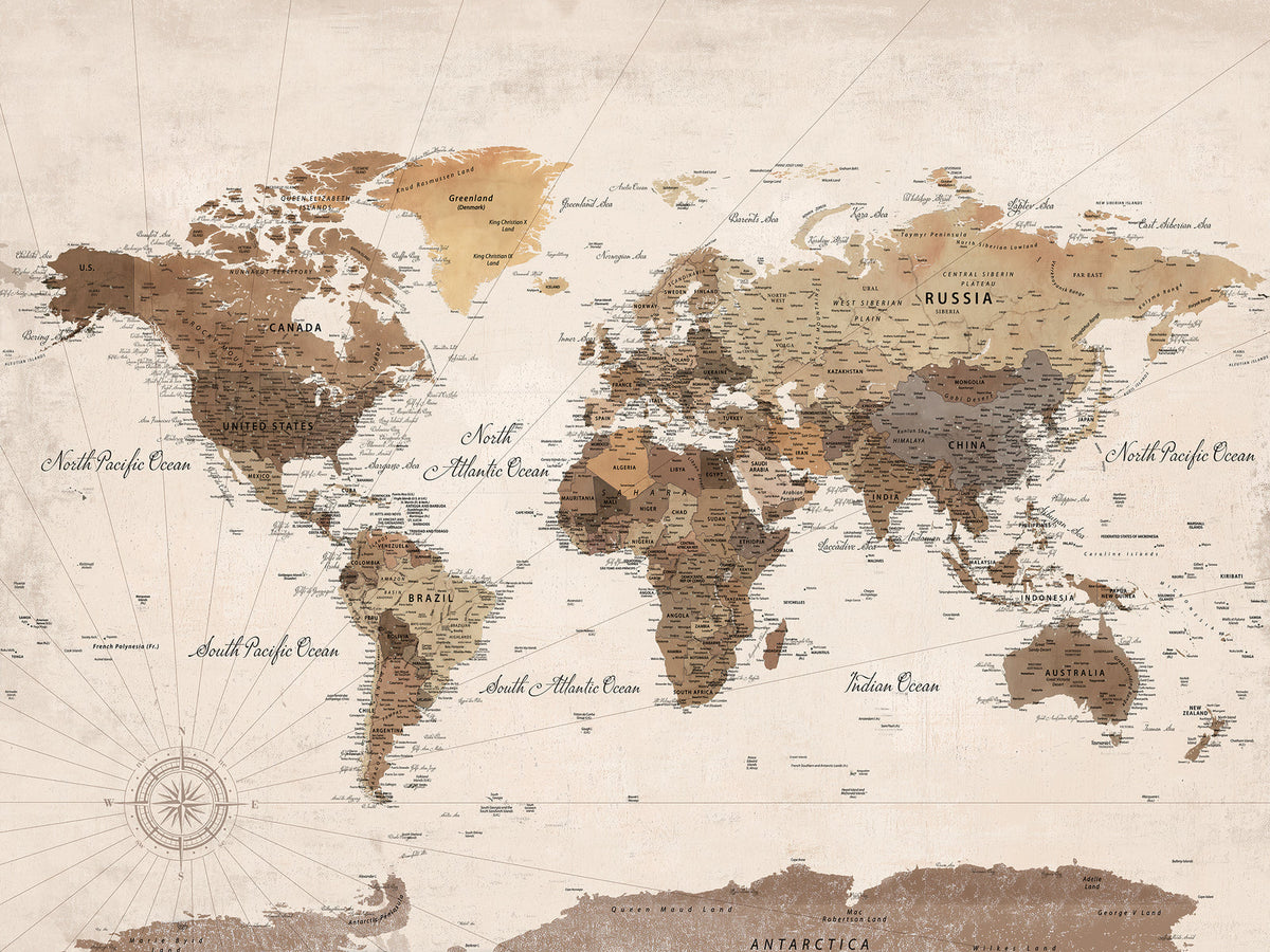Personalized Framed White Modern Push Pin Travel Map Canvas Print, Bucket List Map, Dining Room and Study Decor