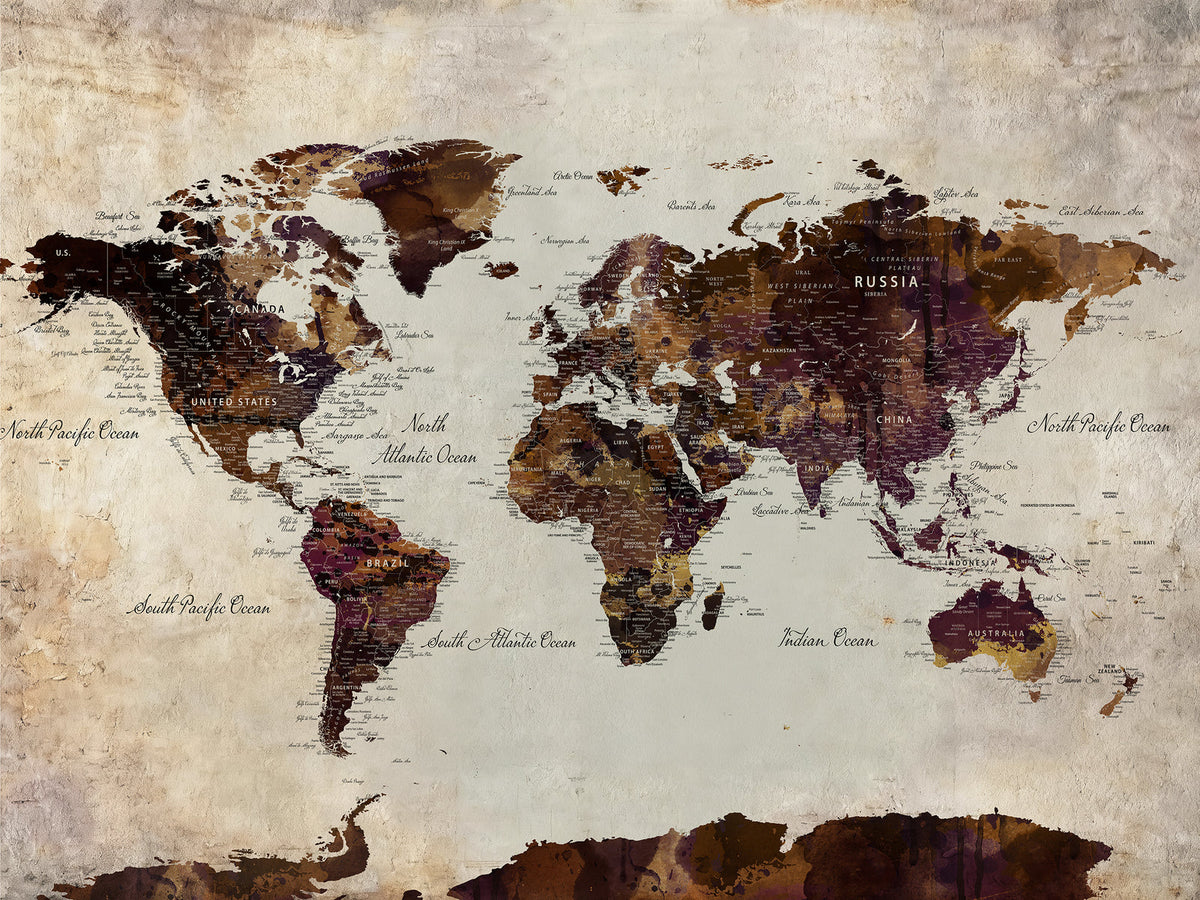 World Map Canvas Triptych | Colorful Global Wall Art for Living Rooms
