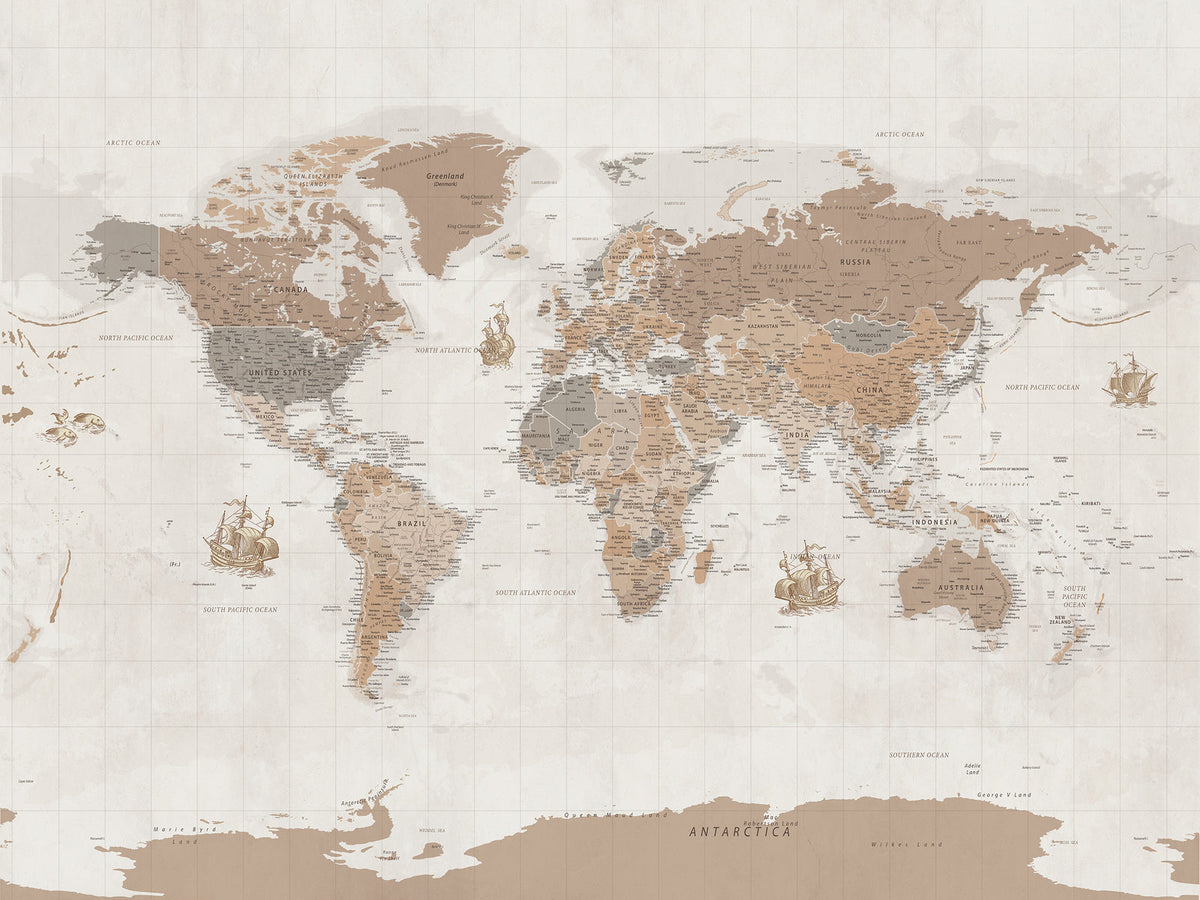 Framed Large World Map Canvas Print for Office Decor