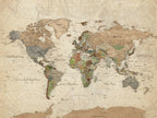 Framed World Map Wall Art for Home and Office Decor