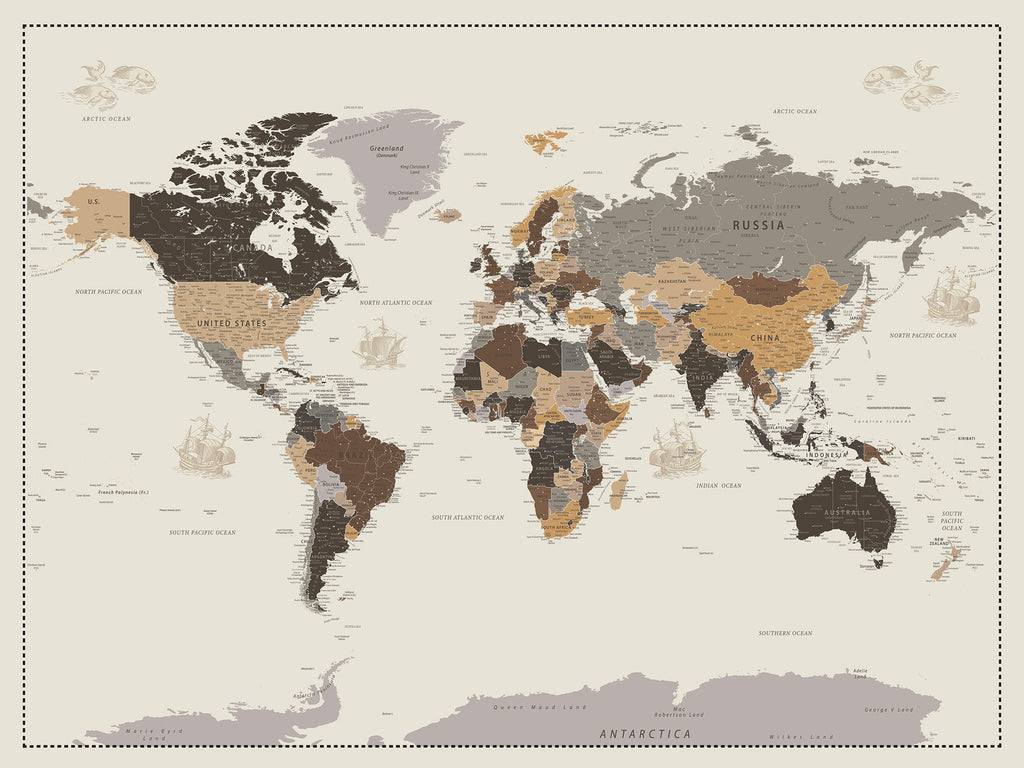 Personalized Travel Tracker Map with Pins, Framed World Map for Home and Office