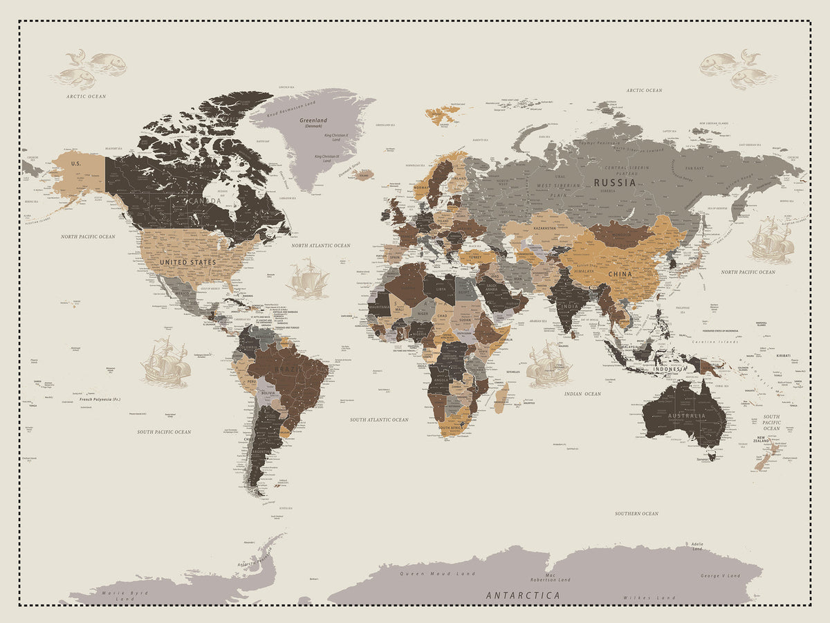 Personalized Travel Tracker Map with Pins, Framed World Map for Home and Office