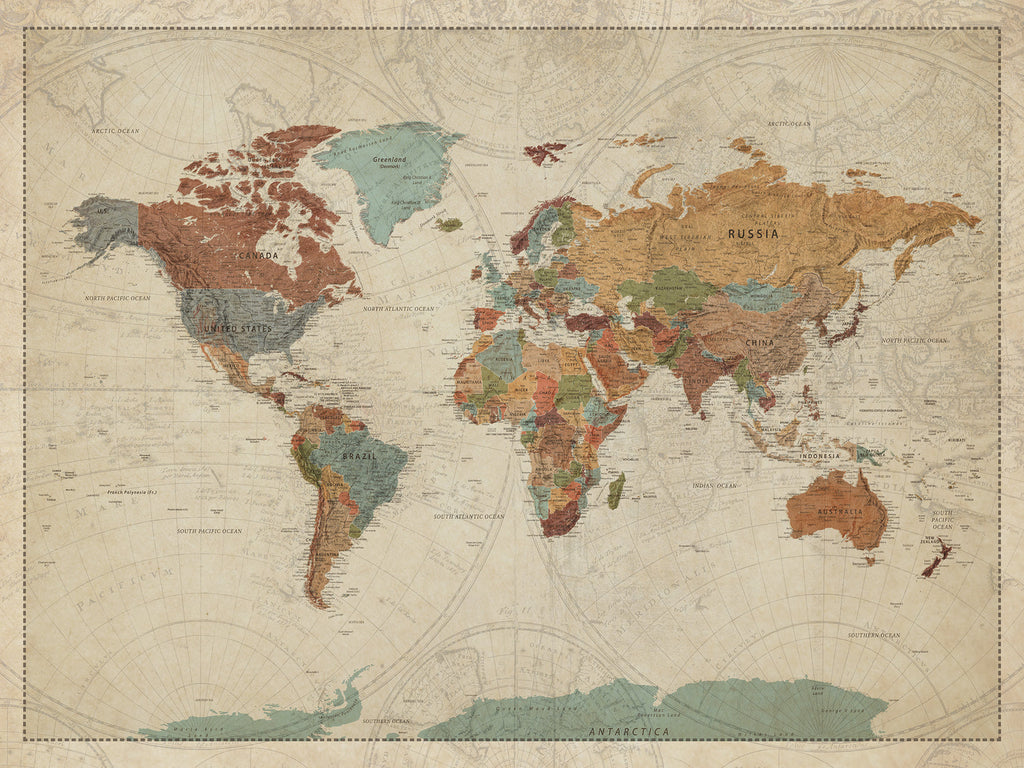 Custom Beige Push Pin World Map Canvas Print, Next Trip Planner Map, Family Room and Study Decor