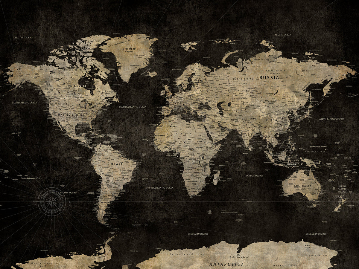 Push Pin World Map Canvas Wall Art Print, Interactive Travel Map