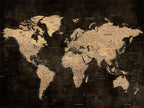 Brown World Map Canvas Print | Modern Travel Map Wall Art